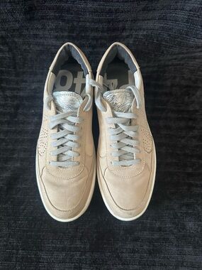 P448 Thea Platform Sneakers Beige Silver Leather EU 38 Womens Italy